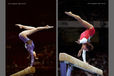 A double image of gymnasts Galina Tyryk (Ukraine) and Henrietta Onodi (Hungary) showing original versions of handstand balances on the Beam, at the Sydney 2000 and Atlanta 1996 Olympic Games.