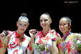 Evgenia Kanaeva (Russia) Gold, Daria Kondakova (Russia) Silver, Aliya Garayeva (Azerbaijan) Bronze.