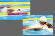 A blurred motion image of a swimmer competing in the London 2012 Paralympic Games.