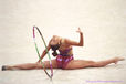 Almudena Cid Tostado (Spain) competing with the Hoop during the 2002 Madrid World Rhythmic Gymnastics Championships.