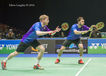 Marcus Ellis and Chris Langridge (England) competing in the men’s doubles event at the 2016 All England Badminton Championships at the Barclaycard Arena Birmingham