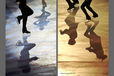 A generic image of the shadows of ice dancers performing in the Exhibition Gala at the 2012 ISU Grand Prix Trophy Eric Bompard at the Palais Omnisports Bercy, Paris France.