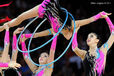 The group from Israel competing at the World Rhythmic Gymnastics Championships in Montpellier.