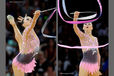 Liubou Charkashina (Belarus) competing with Ribbon at the World Rhythmic  Gymnastics ChampioAustrianships in Montpellier.