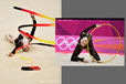 Alina Maksymenko (Ukraine) competing with Ribbon and Hoop during the Rhythmic Gymnastics competition at the 2012 London Olympic Games.