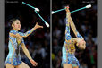 Runa Yamaguchi (Japan) competing with Clubs at the World Rhythmic Gymnastics Championships in Montpellier.