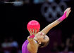 Frankie Jones (Great Britain) competing with ball and hoop during the Rhythmic Gymnastics competition at the 2012 London Olympic Games.