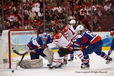 Action round the goal during the Canada versus Slovakia Women's Ice Hockey Match at the 2010 Vancouver Winter Olympic Games