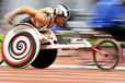 A blurred motion generic images of a T54 wheelchair racer during the Athletic competition at the London 2012 Paralympic Games.