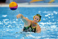 Australia score from a penalty during the women's Water Polo match against Russia.
