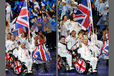 Led by flag bearer Peter Norfolk the British team enter the stadium during the parade in the Opening Ceremony of the London 2012 Paralympic Games.