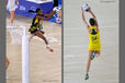 Jamaican and Australian players showing skill during their matches at the Netball competition of the 2014 Glasgow Commonwealth Games.