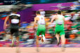 A blurred motion generic image of the Mens 100 metres T13 final with the winner Jason Smyth (ireland) on the right during the Athletics competition of the London 2102 Paralympic Games.
