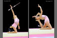 Alexandra Merkulova (Russia) competing with Clubs at the World Rhythmic Gymnastics Championships in Montpellier.