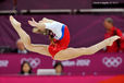 Anastasia Grishina (Russia) competes on floor in the women's Gymnastics event at the London 2012 Olympic Games.