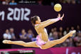 Yeon Jae Son (Korea) competing with Ball during the Rhythmic Gymnastics competition of the London 2012 Olympic Games.