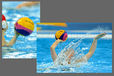 Generic images of players about to throw the ball in a women's water polo match at the 2012 London Olympic Games.
