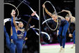 The group from France competing with Hoop and Ribbon at the World Rhythmic Gymnastics Championships in Montpellier.