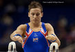 A portrait image of Daniel Keatings (Great Britain) about to compete on Pommel Horse at 2009 London World Artistic Gymnastics Championships at the 02 arena.