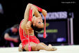 Taylor Tirahardjo (Australia) competing with Clubs at the World Rhythmic Gymnastics Championships in Montpellier.