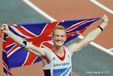 Greg Rutherford (Great Britain) celebrates winning the gold medal in the Long Jump at the 2012 London Olympic Games.