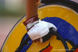 A hand on the wheel