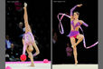 Frankie Jones (Great Britain) competing with Ball and Ribbon at the World Rhythmic Gymnastics Championships in Montpellier.