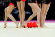 The group from Ukraine competing at the World Rhythmic Gymnastics Championships in Montpellier.