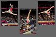 Rie Tanaka, Asuka Teramoto and Yuko Shintake (Japan) competing on balance beam at the Gymnastics competition of the London 2012 Olympic Games.