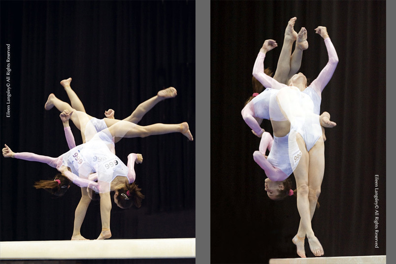 Multi exposure of moves on the Balance Beam