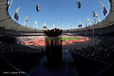 The Paralympic flame burns in the stadium at the London 2012 Paralympic Games.