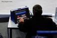 A generic image of a judge entering a score at the 2012 European Figure Skating Championships at the Motorpoint Arena in Sheffield UK January 23rd to 29th.