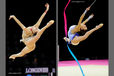 Evgenia Kanaeva (Russia) winner of six gold medals competing with Ball and Ribbon at the World Rhythmic Gymnastics Championships in Montpellier.