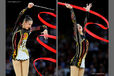 Alina Maksymenko (Ukraine) competing with Ribbon at the World Rhythmic Gymnastics ChampioAustrianships in Montpellier.