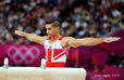 Louis Smith (Great Britain) prepares for his routine in the final of the pommel horse at the London 2012 Olympic Games