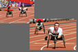 Mickey Bushell (Great Britain) enjoys an easy ride in the heats of the 200 metres T53 race during the Athletic competition at the London 2012 Paralympic Games.