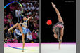 Ulyana Trofimova (Uzbekhistan) competing with Ribbon and Ball at the World Rhythmic Gymnastics Championships in Montpellier.