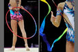 Generic images of Ulyana Trofimova (Uzbekhistan) competing with Hoop and Ribbon at the World Rhythmic Gymnastics Championships in Montpellier.