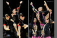 The groups from Ukraine (left) and Canada (right) in action at the World Rhythmic Gymnastics Championships in Montpellier.