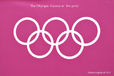 The Olympic Rings on a magenta background at the London 2012 Olympic Games.
