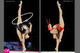 British gymnast Frankie Jones competing with Hoop and Clubs at the World Rhythmic Gymnastics Championships in Montpellier.