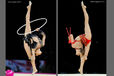 British gymnast Frankie Jones competing with Hoop and Clubs at the World Rhythmic Gymnastics Championships in Montpellier.