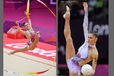Carolina Rodriguez (Spain) showing different expressive moods during the Rhythmic Gymnastics competition of the London 2012 Olympic Games.