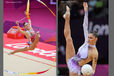 Carolina Rodriguez (Spain) showing different expressive moods during the Rhythmic Gymnastics competition of the London 2012 Olympic Games.