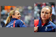 Jessica Ennis (Great Britain) at the start and end of the first day of the Heptathlon at the 2012 London Olympic Games.